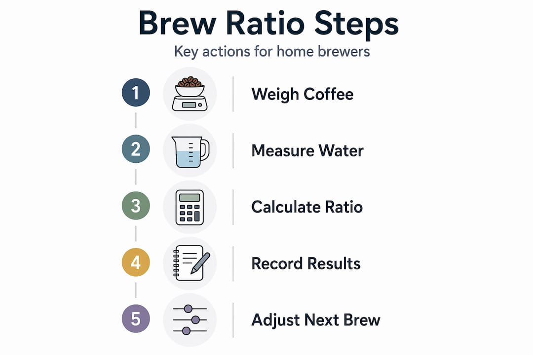 Infographic showing brew ratio calculation steps