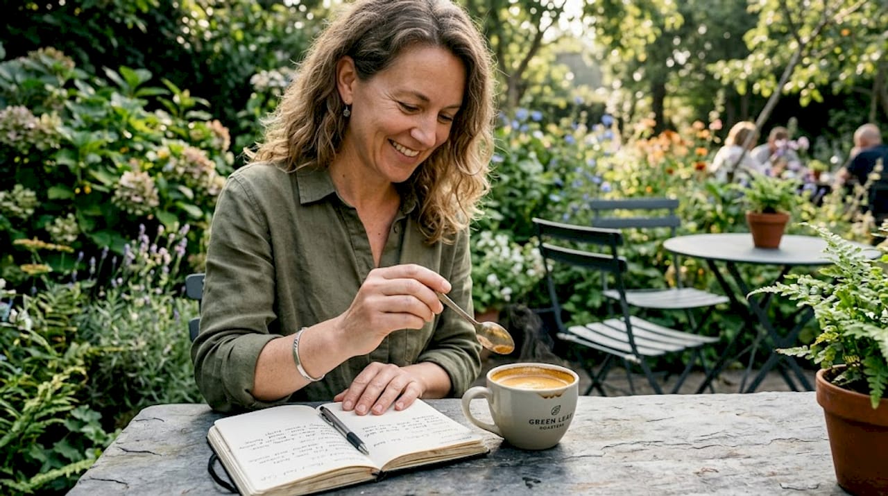 Robusta coffee cup with tasting notes