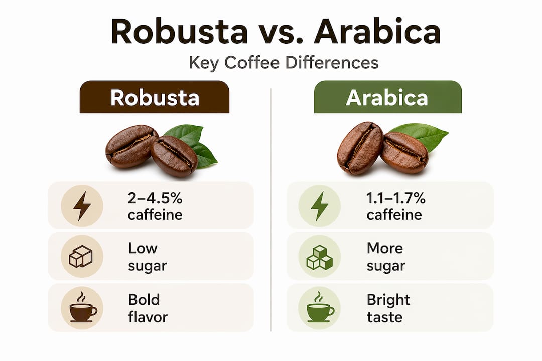 Infographic comparing robusta and arabica coffee