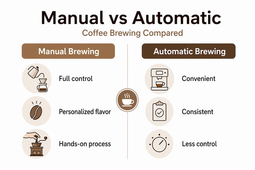 Infographic comparing manual and automatic brewing