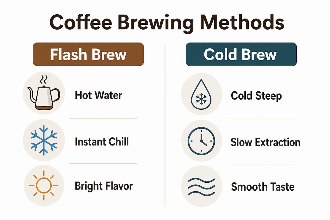 Comparison infographic of flash brew and cold brew coffee