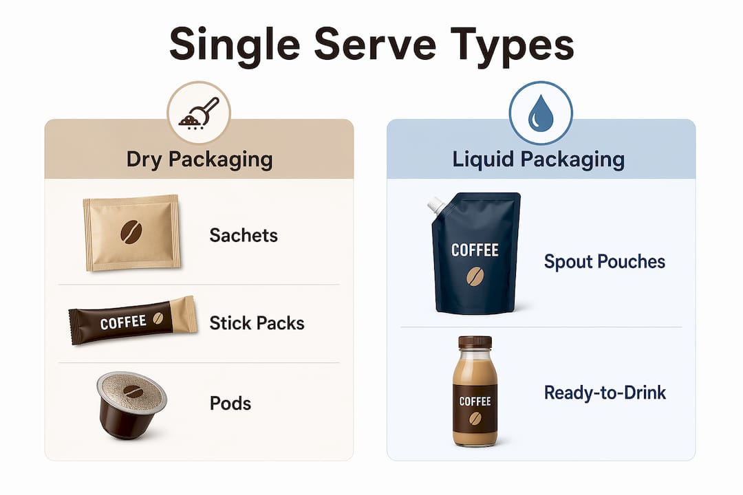 Infographic comparing single serve coffee packaging types