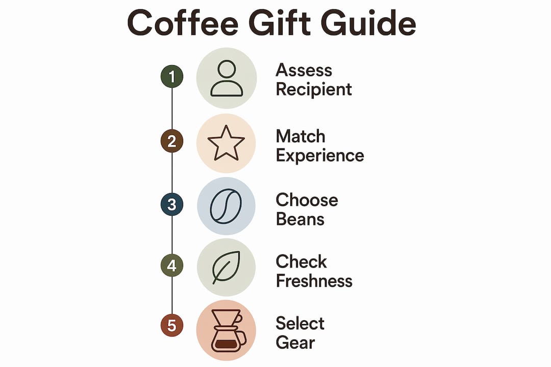 Infographic illustrating coffee gift selection steps
