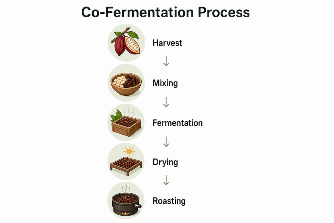 Infographic showing steps in co-fermentation coffee process