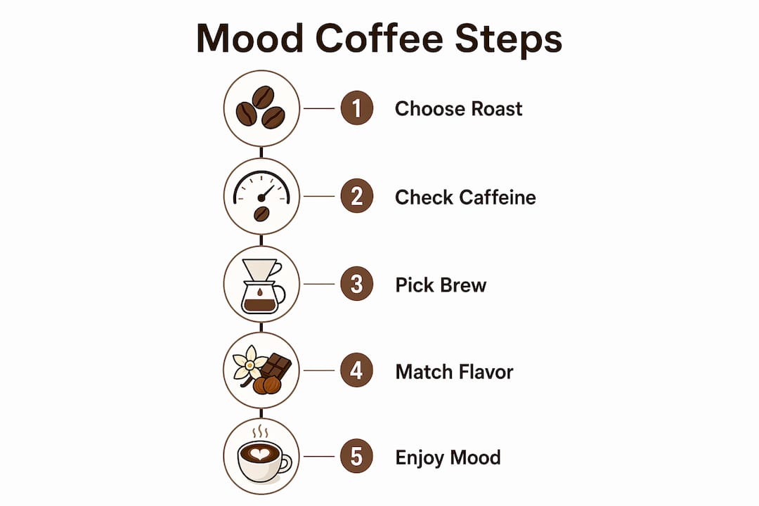 Infographic showing steps to select coffee for moods