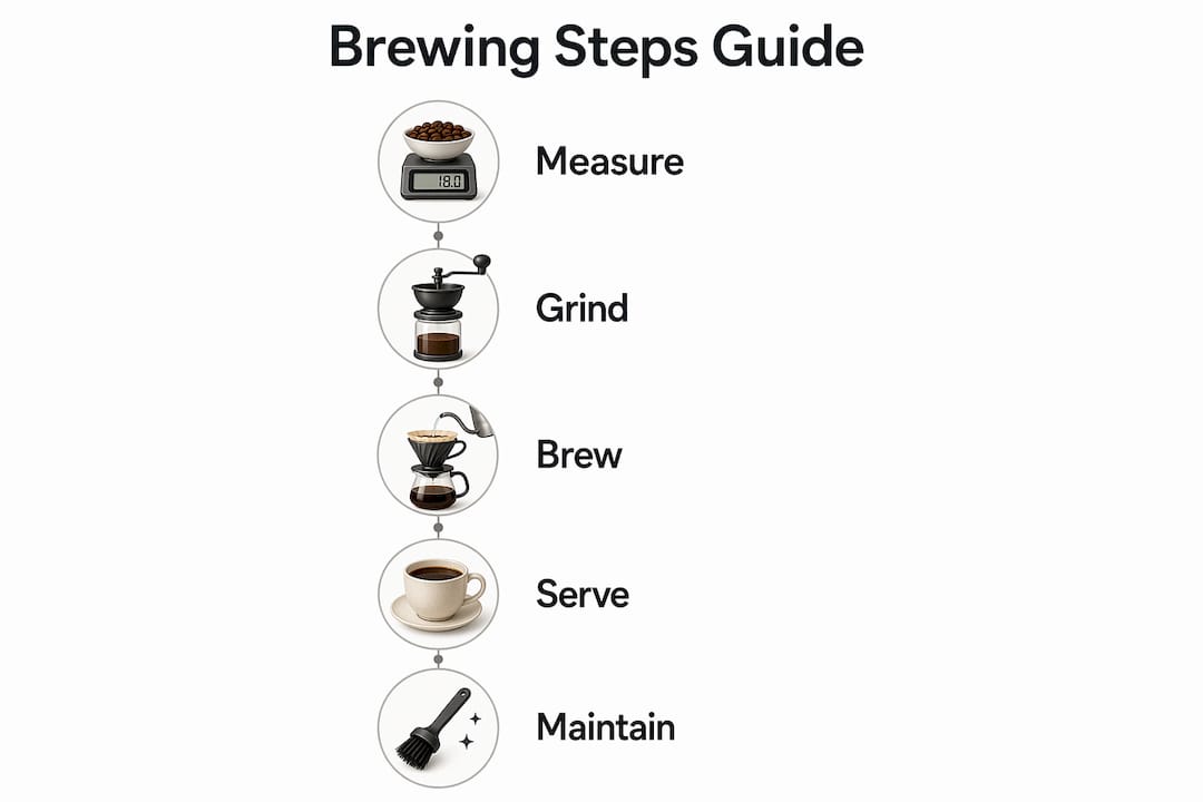 Infographic showing coffee brewing steps for large groups