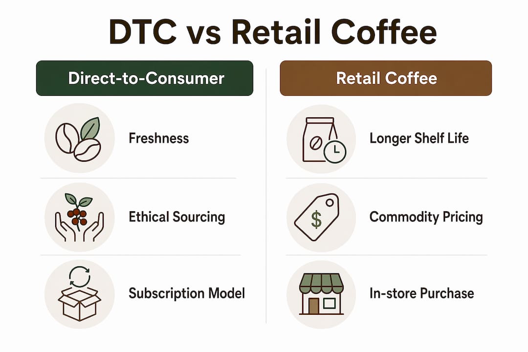 Infographic comparing direct-to-consumer and retail coffee