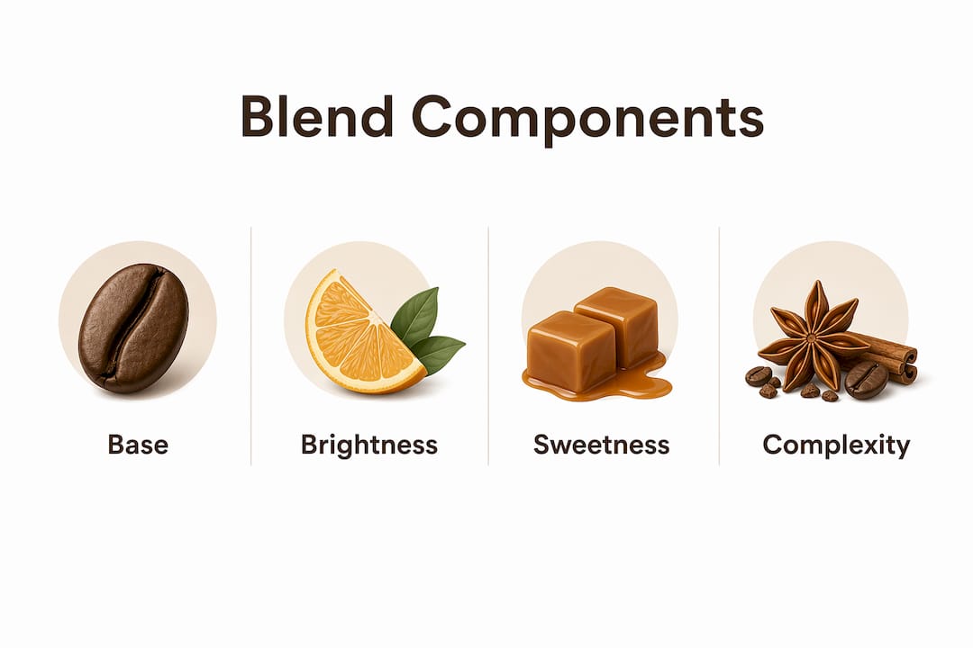 Infographic showing main roles of coffee blend components