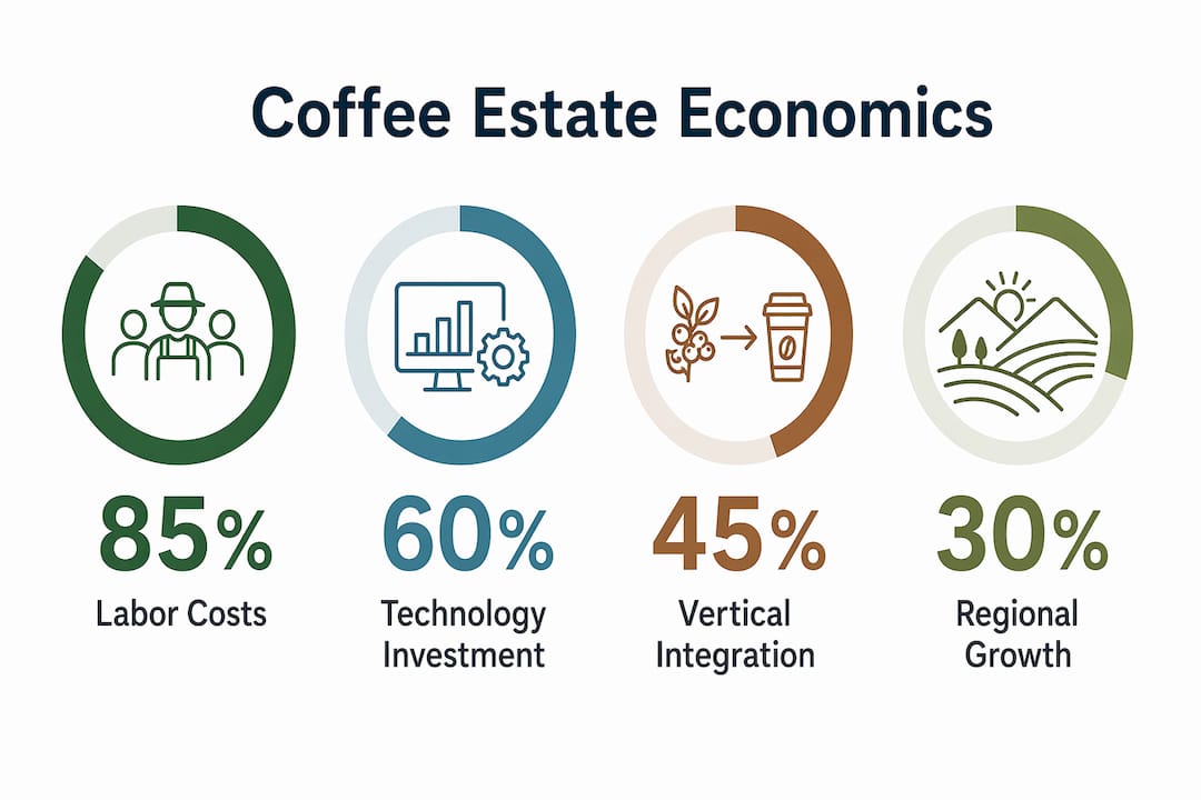 Infographic showing economic statistics about coffee estates