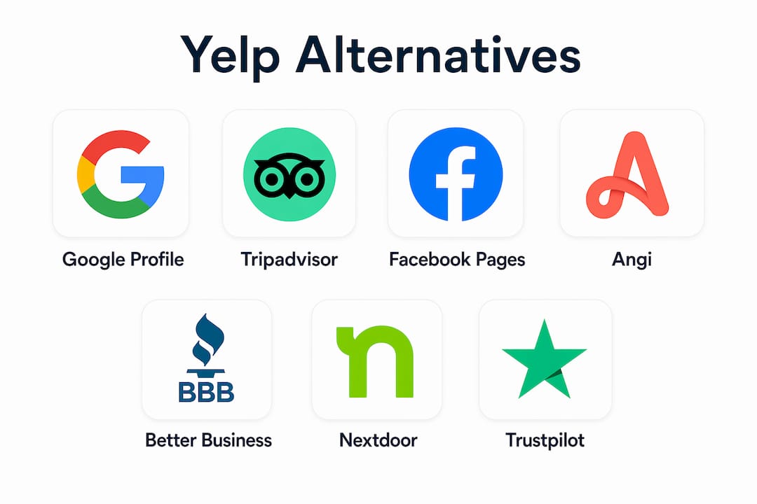 Infographic comparing key Yelp alternatives