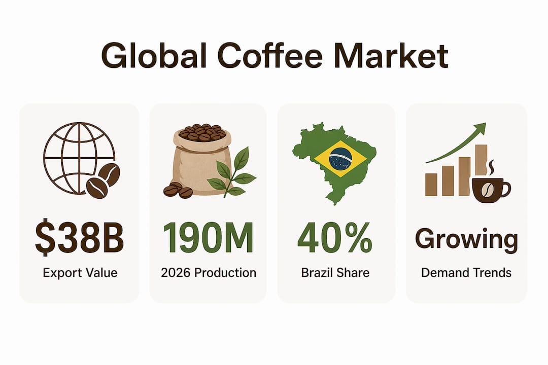 Infographic showing key global coffee market statistics