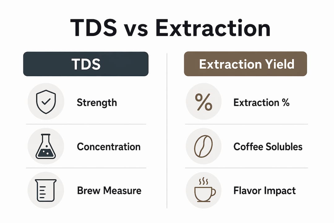 Infographic contrasting TDS and Extraction Yield concepts