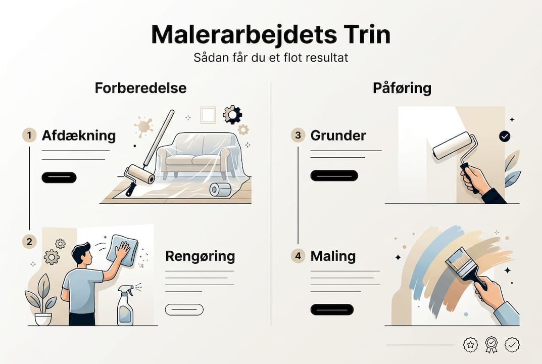 Illustration: Sådan griber du malerarbejdet an – trin for trin