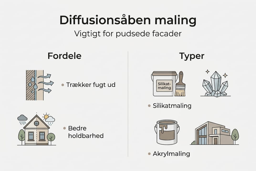 Grafisk oversigt: Sådan fungerer diffusionsåben facade-maling