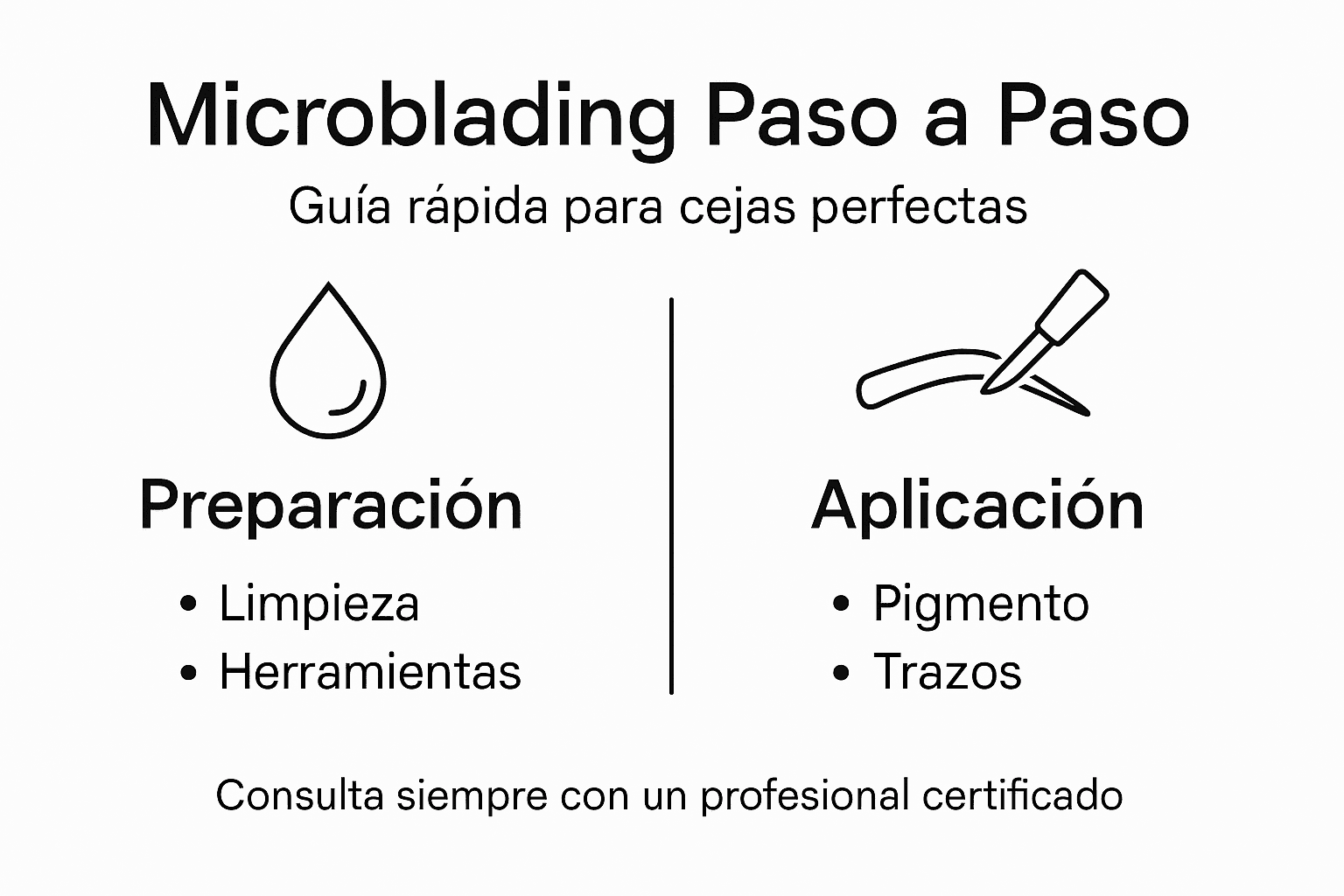 Guía visual de los pasos esenciales para realizar un microblading