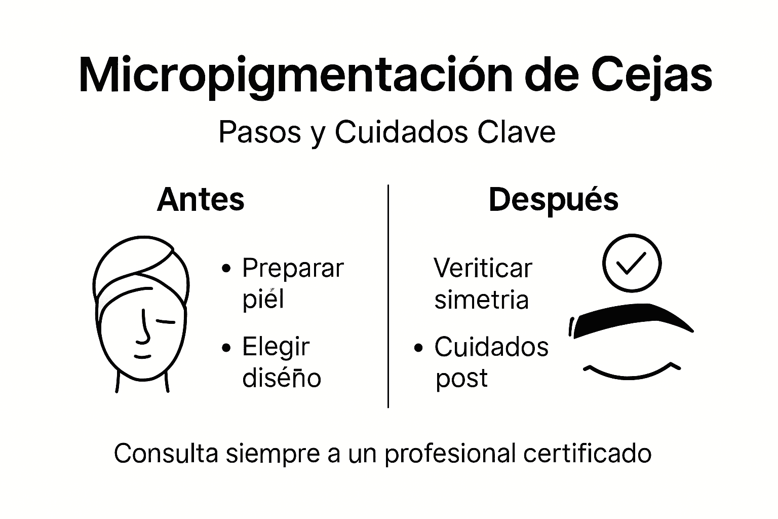 Guía visual sobre el procedimiento y recomendaciones para el cuidado de las cejas tras la micropigmentación