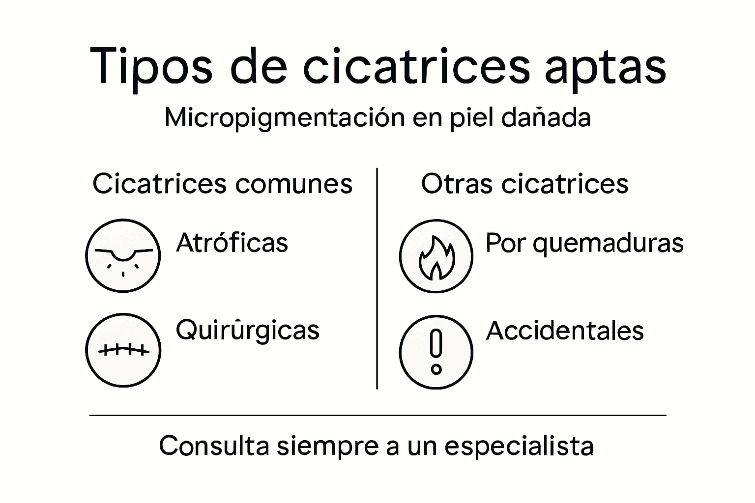 Infografía sobre los tipos de cicatrices que se pueden tratar