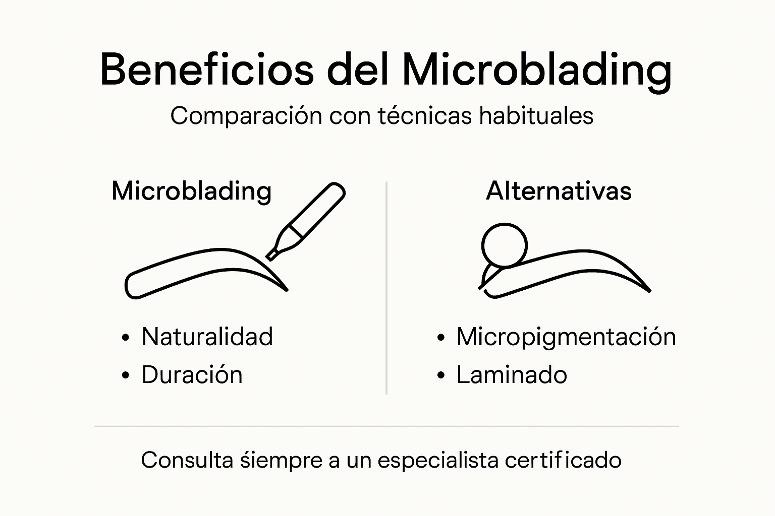 Infografía sobre las ventajas del microblading frente a otras técnicas