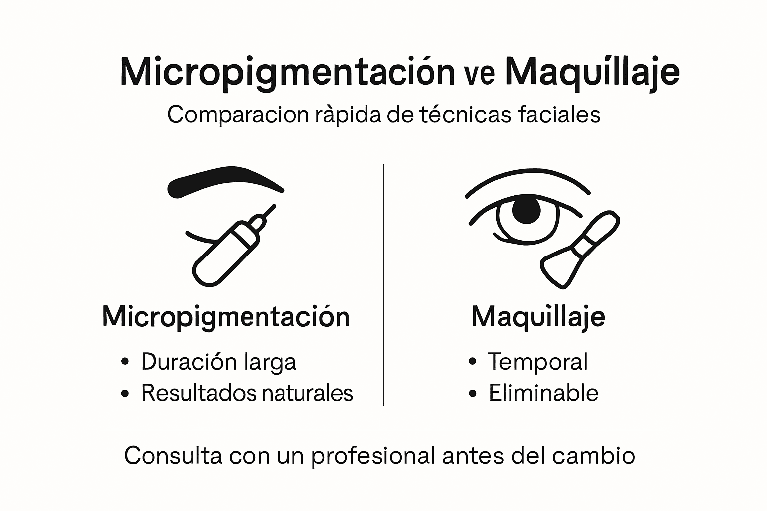 Infografía: diferencias clave entre la micropigmentación y el maquillaje tradicional