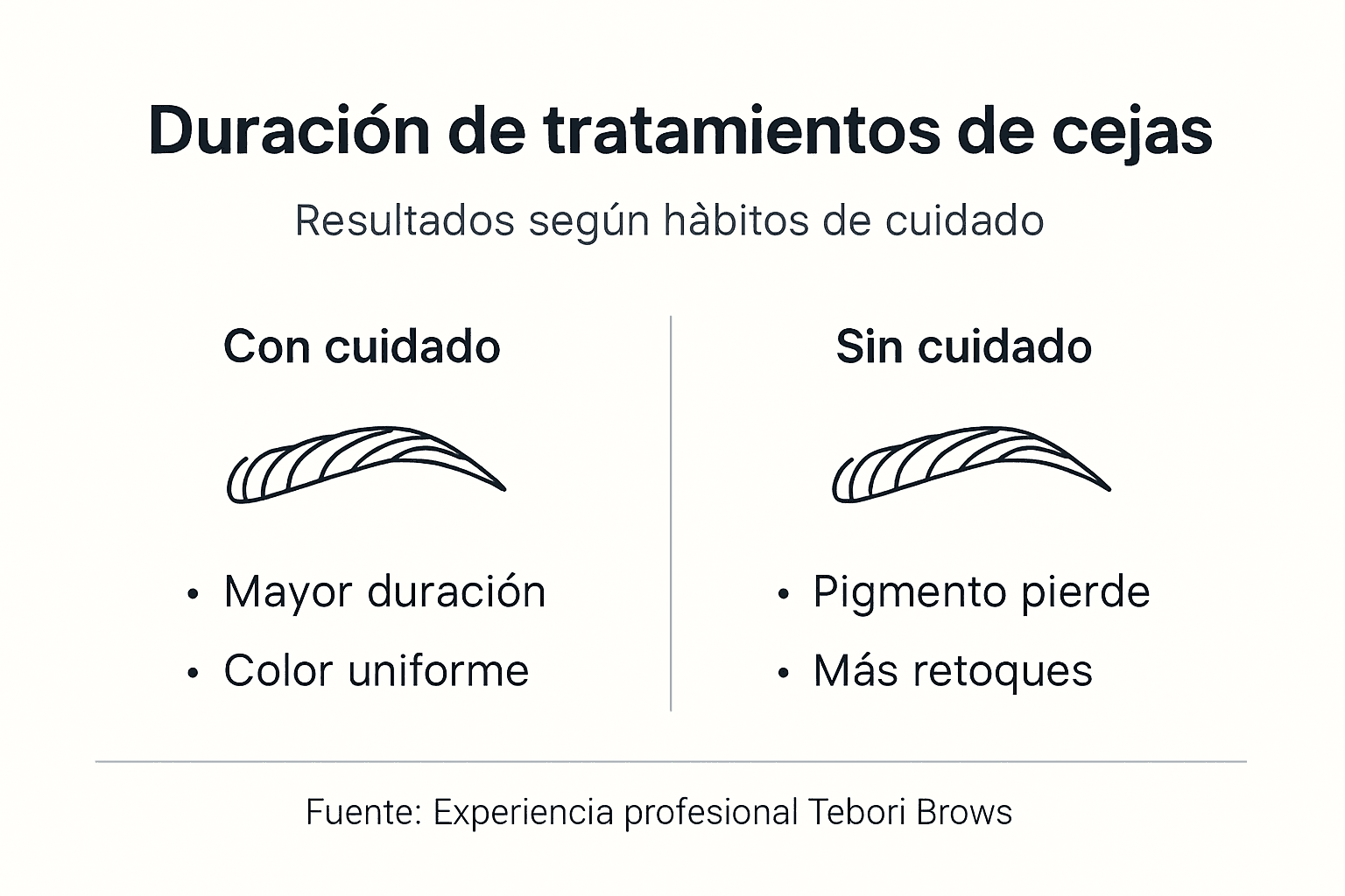 Guía visual sobre cuánto dura el tratamiento de cejas