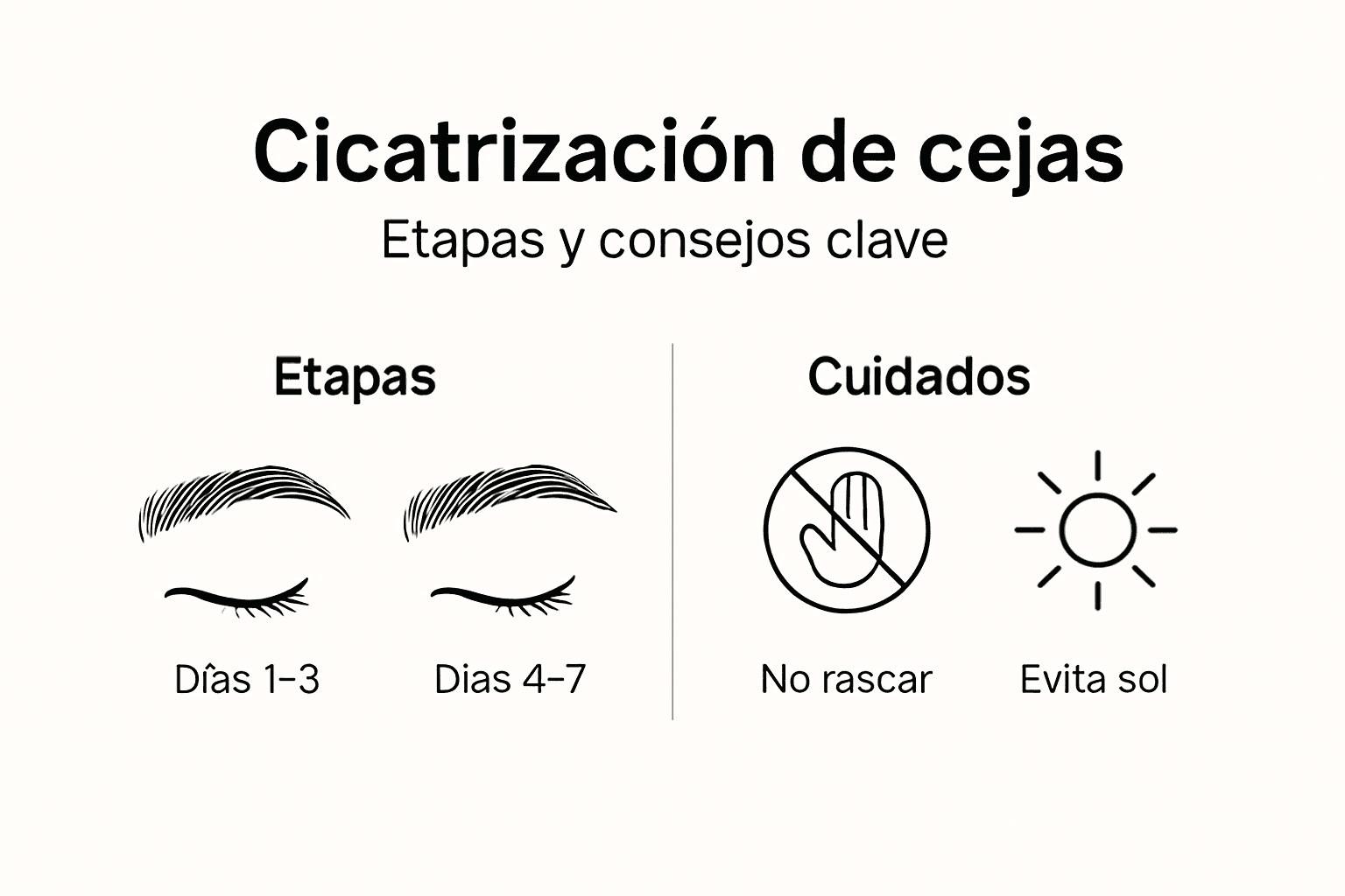 Guía visual sobre cómo se curan las cejas tras un tratamiento