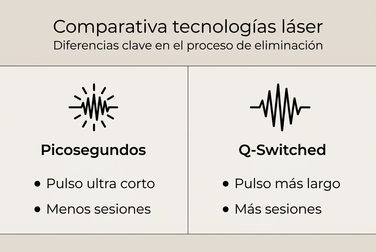 Infografía sobre las diferentes tecnologías láser para la eliminación: una comparación detallada