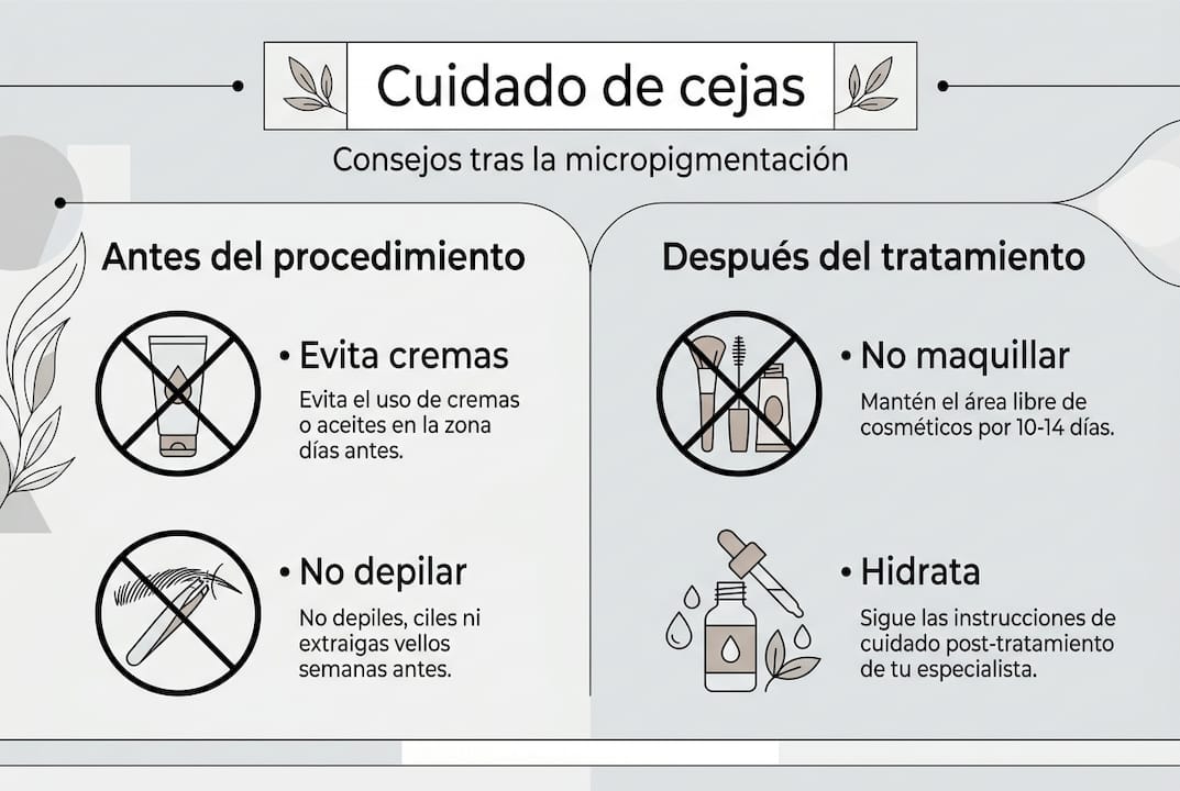 Guía visual de recomendaciones para el cuidado de cejas con micropigmentación
