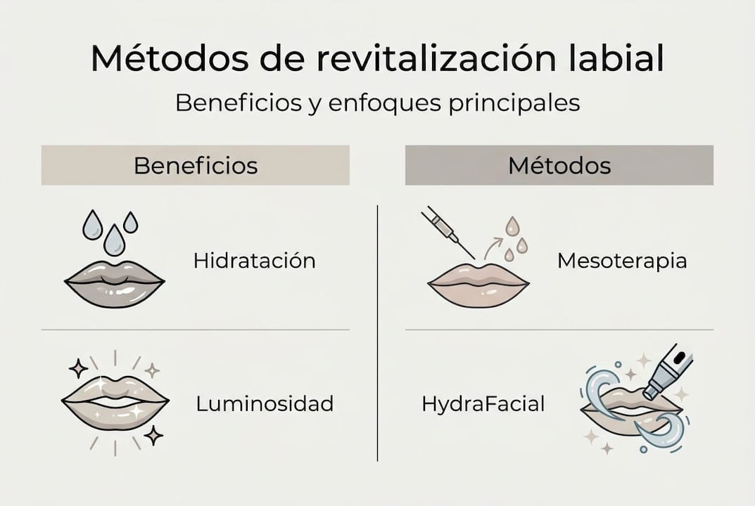 Guía visual sobre técnicas y ventajas de la revitalización de labios