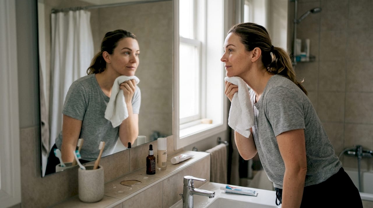 Una mujer observa cómo ha quedado el resultado de su micropigmentación.