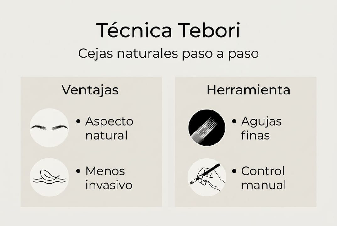 Infografía sobre las ventajas del tebori y las herramientas más utilizadas