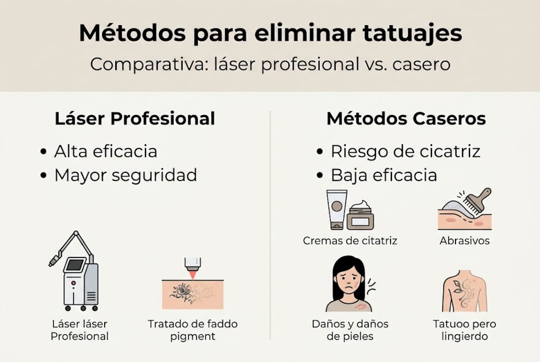 Infografía que muestra una comparación entre diferentes técnicas de eliminación láser