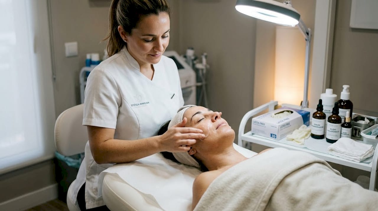 Tratamiento facial con gel en centro de estética