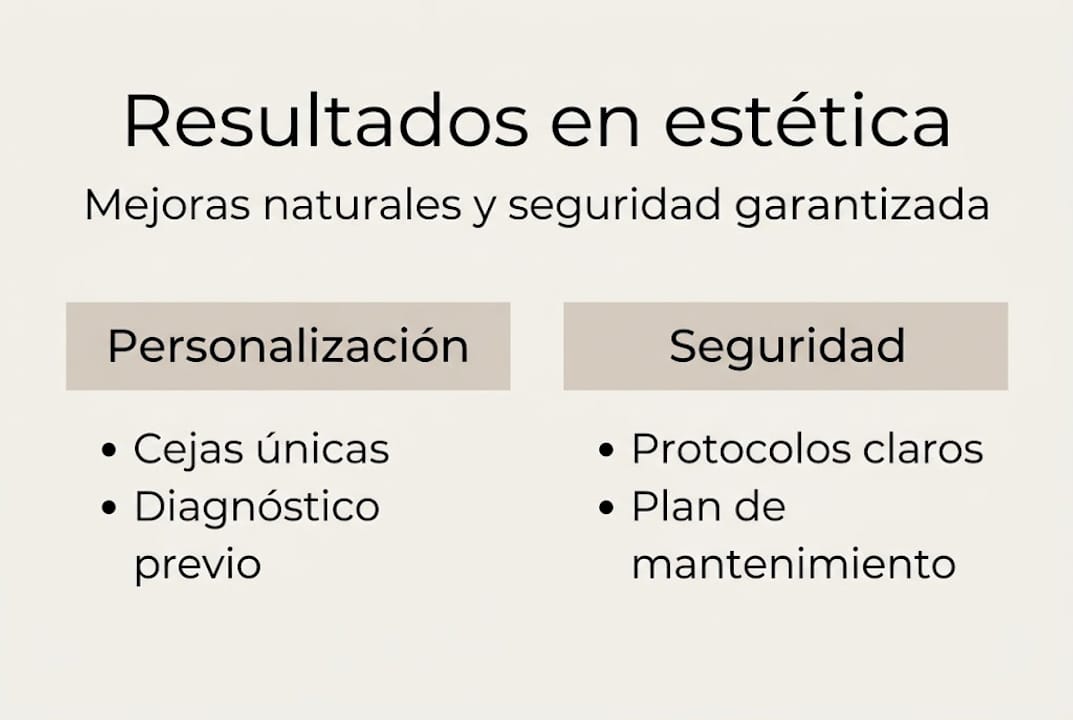 Infografía con casos reales de resultados en tratamientos estéticos