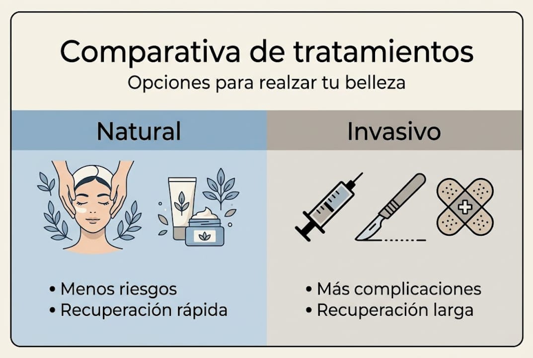 Comparativa visual entre terapias naturales y tratamientos invasivos