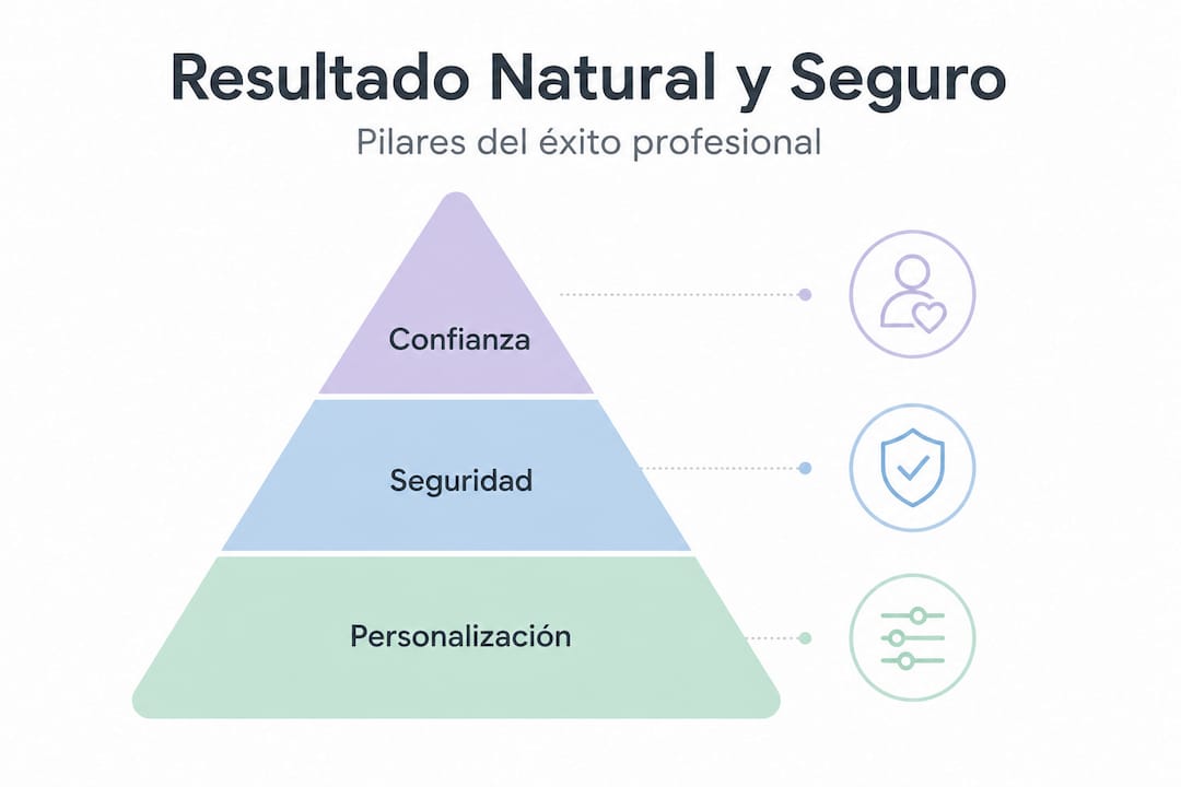Infografía en forma de pirámide que destaca los fundamentos para lograr una belleza natural