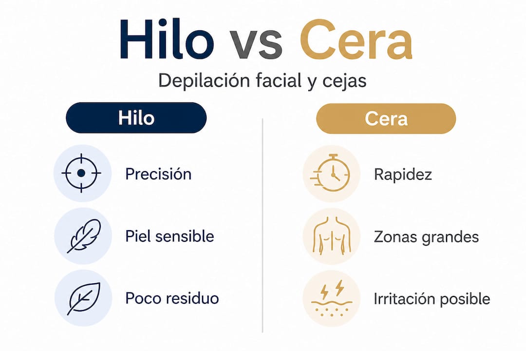Infografía: diferencias entre depilación con hilo y con cera