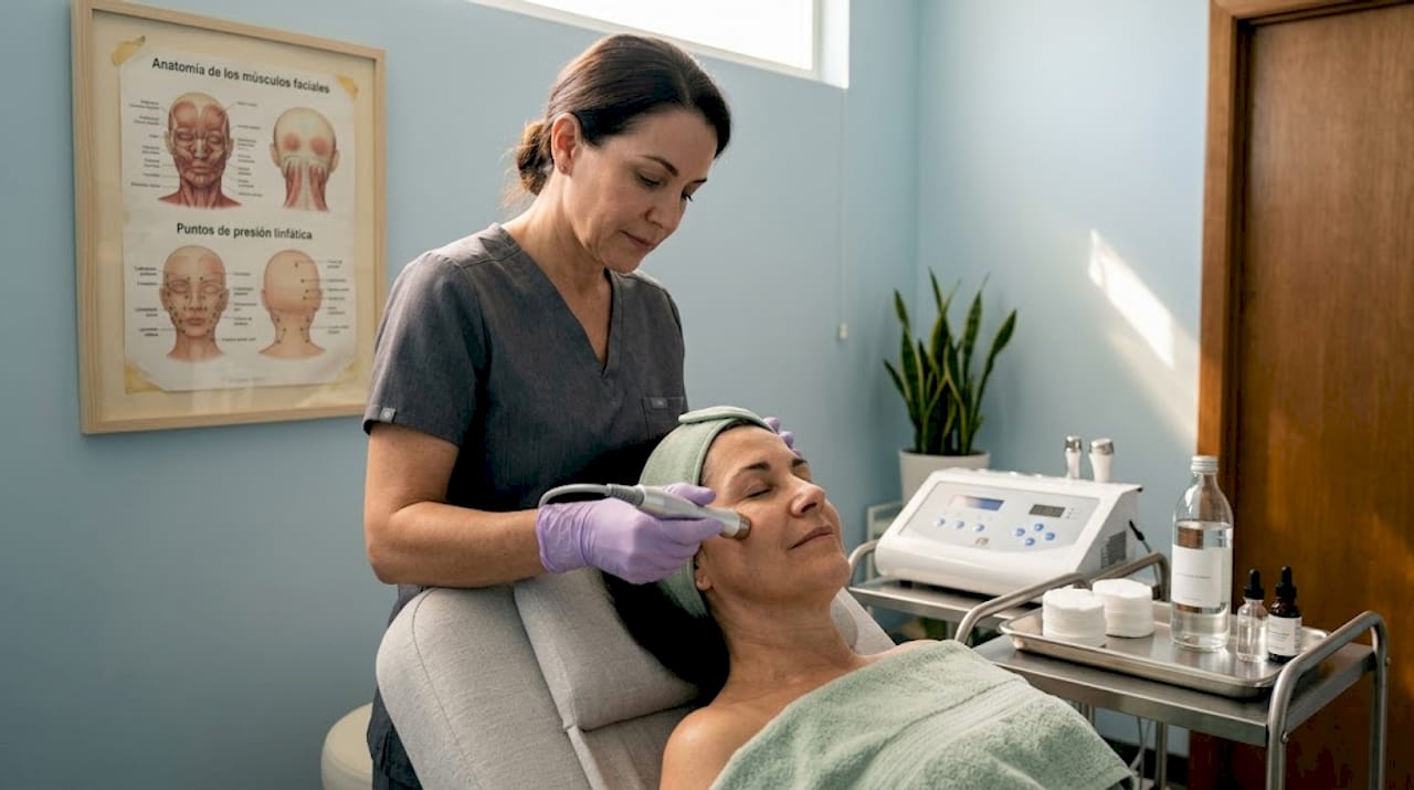 Tratamiento facial con radiofrecuencia en clínica dermatológica
