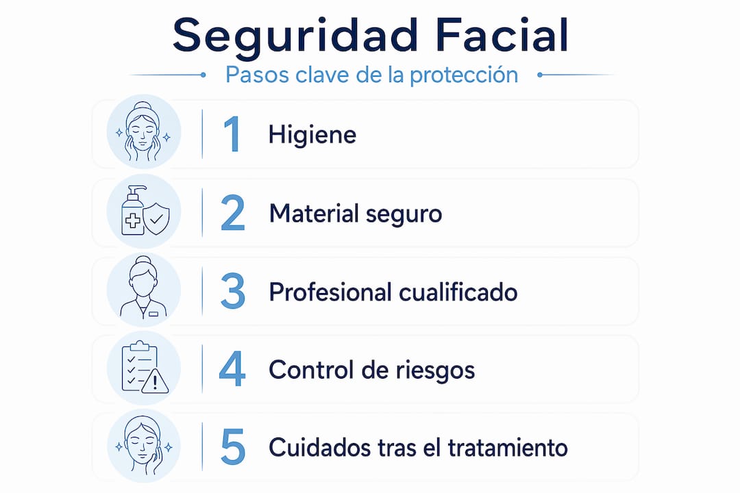 Infografía: cinco pasos clave para lograr tratamientos faciales seguros