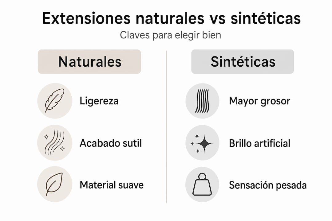 Infografía: diferencias clave entre pestañas naturales y pestañas postizas