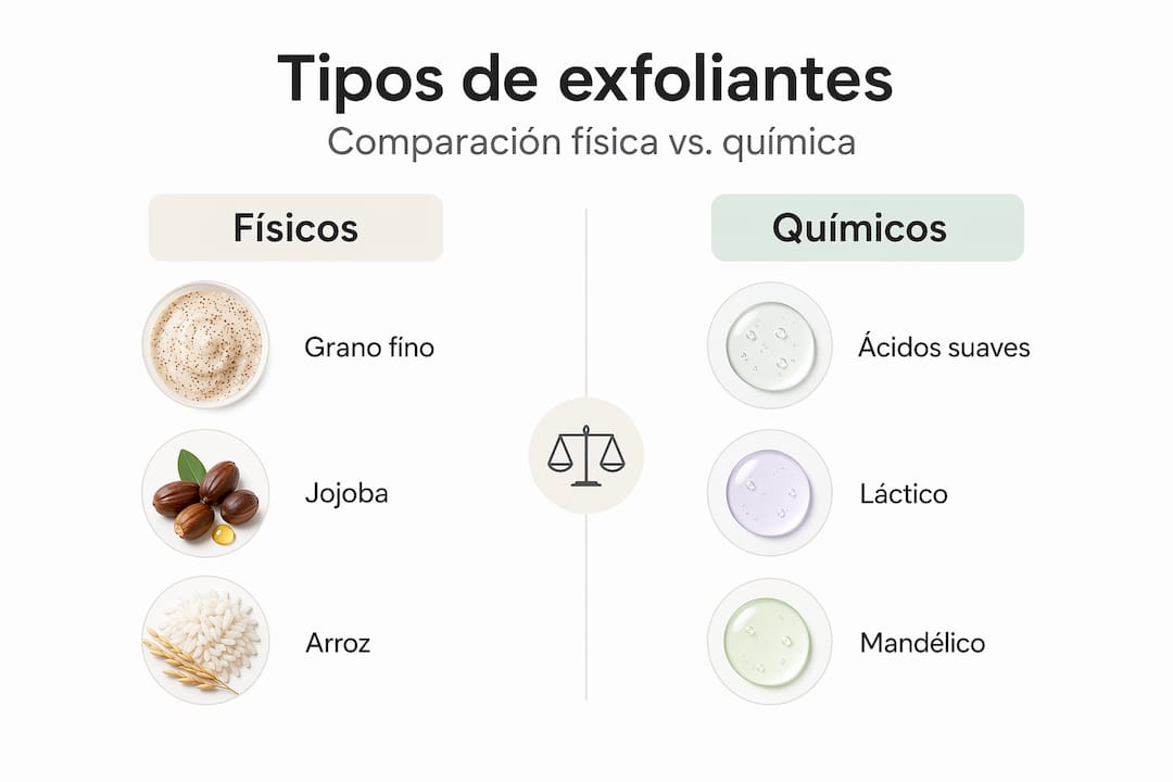 Guía visual sobre los diferentes exfoliantes recomendados antes de un microblading