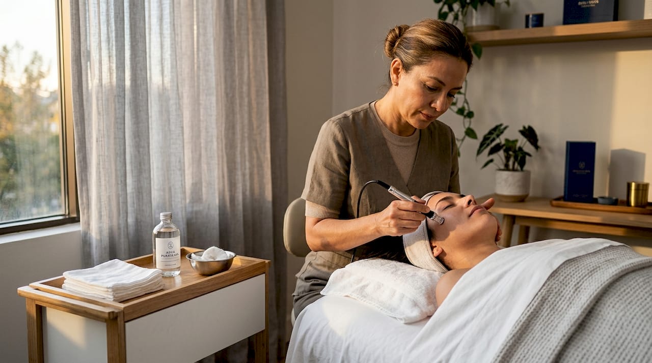 Sesión de tratamiento facial con microdermoabrasión