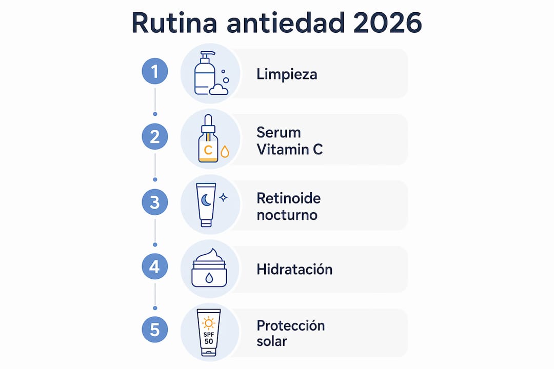 Infografía: cómo lograr una rutina antiedad realmente eficaz paso a paso