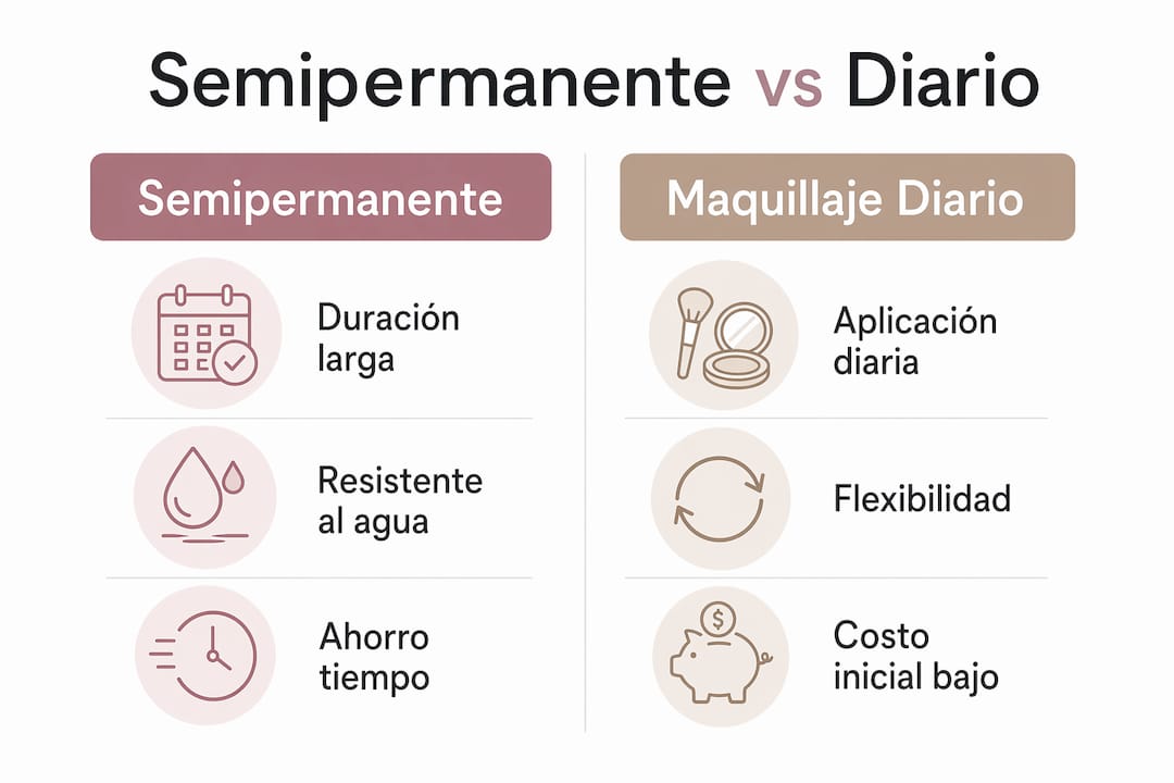 Infografía: diferencias clave entre el maquillaje semipermanente y el maquillaje diario