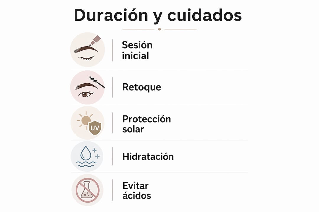 Guía visual sobre cuánto duran las powder brows y cómo cuidarlas correctamente