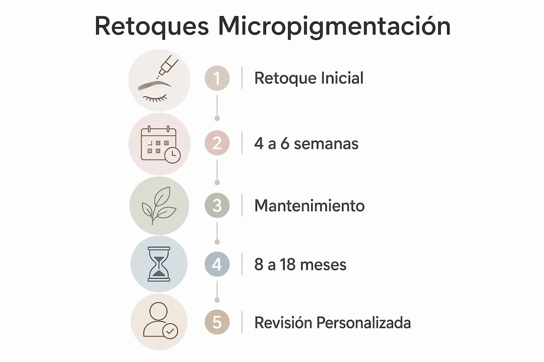 Infografía con los pasos clave para retocar la micropigmentación