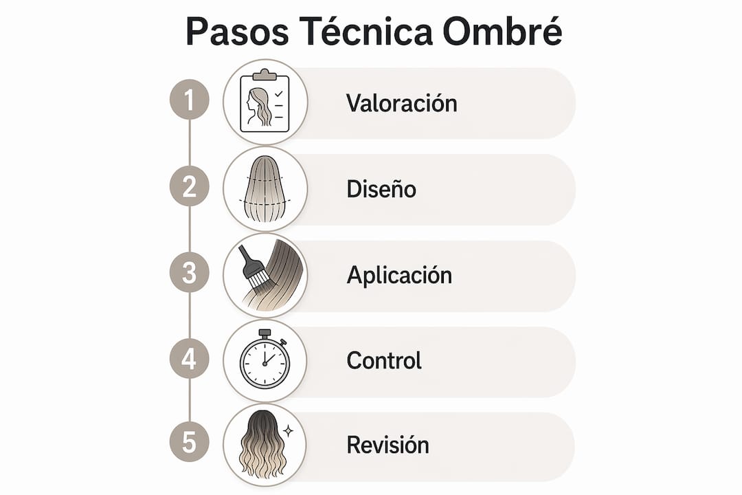 Infografía con los pasos esenciales para lograr unas cejas ombré perfectas