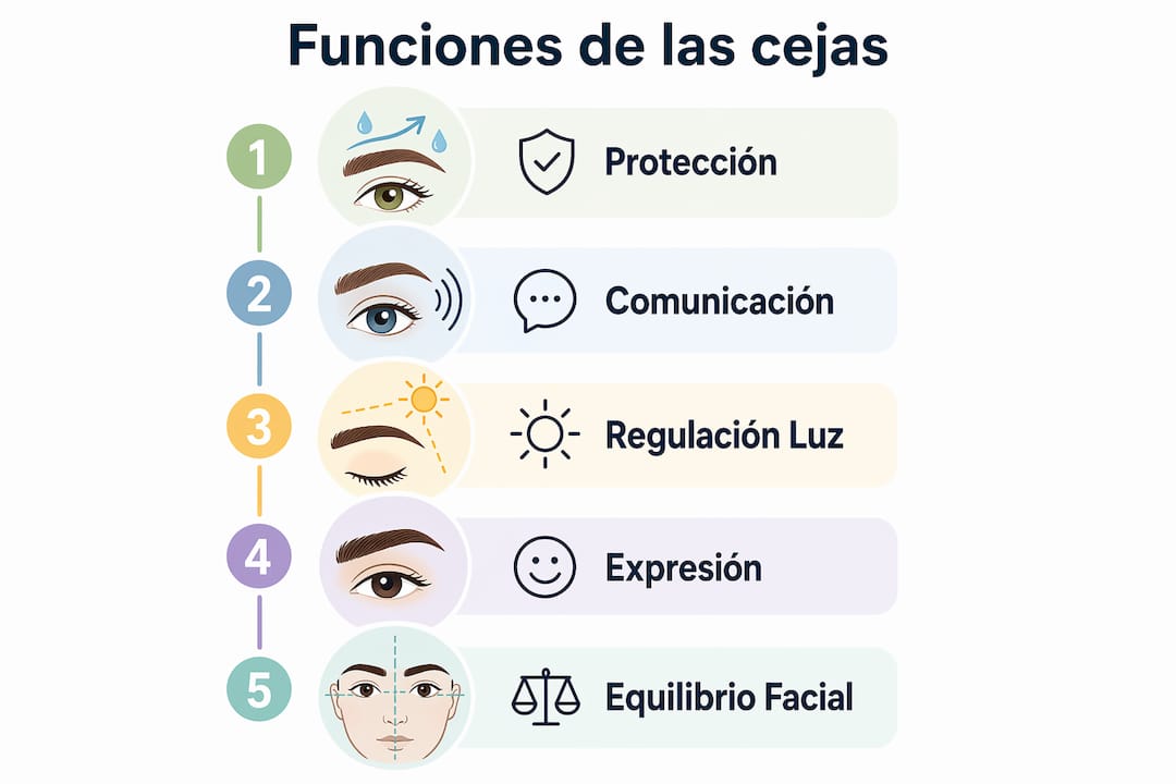 Infografía sobre el papel biológico y la evolución de las cejas