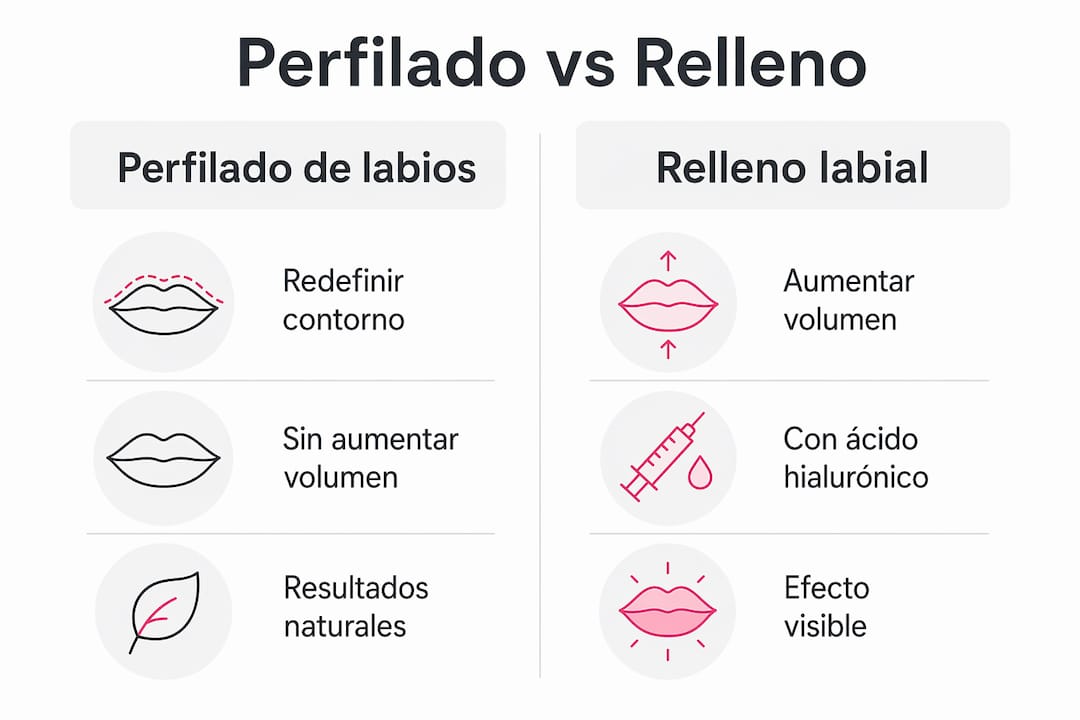 Infografía: diferencias clave entre el perfilado y el relleno de labios