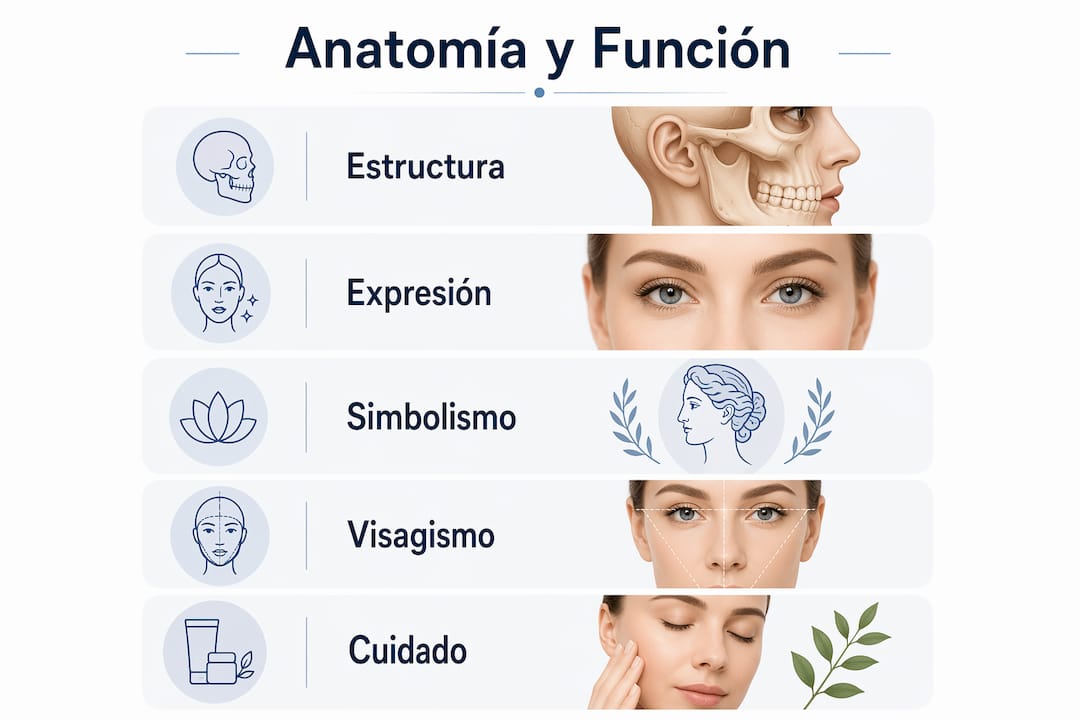 Infografía con los puntos esenciales sobre la anatomía y el papel de las cejas