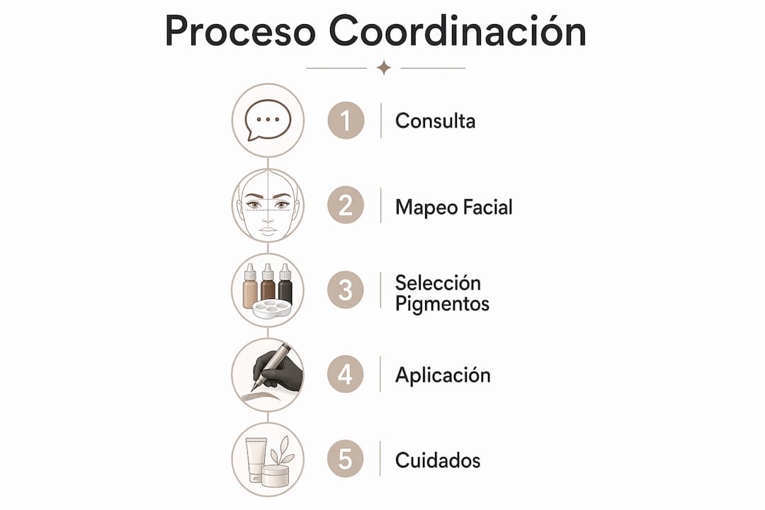 Guía visual sobre cómo coordinar el proceso de diseño y aplicación de cejas y labios semipermanentes